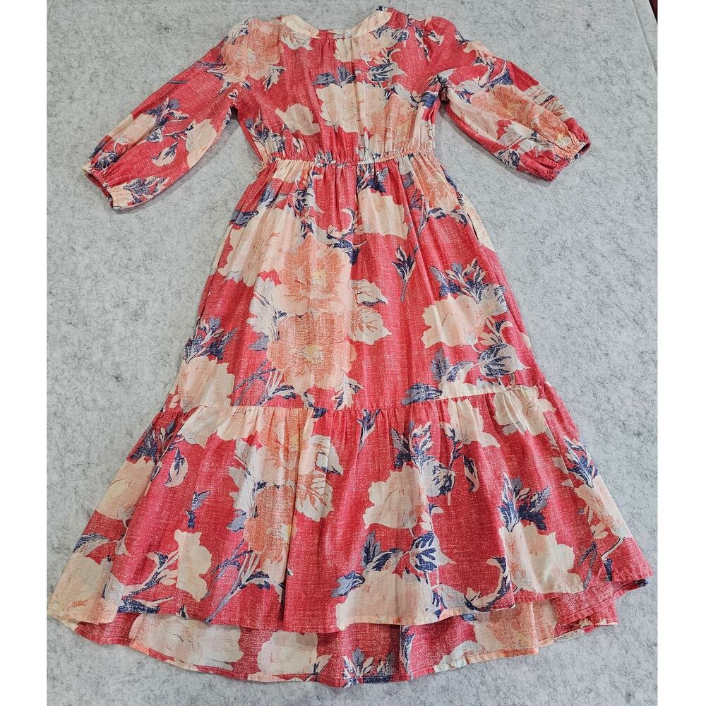 Gap Floral Print Three-Quarter Sleeve Tiered Midi Dress, Fully Lined, Sz XS - Picture 3 of 13